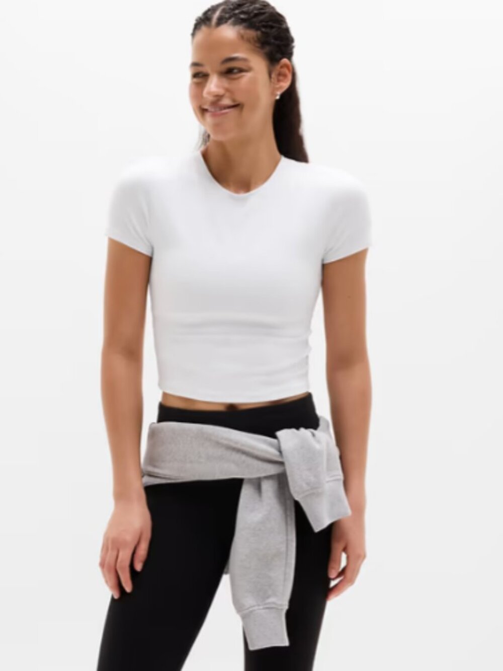 Athleta Transcend Open Back Tee Bright White sz SM